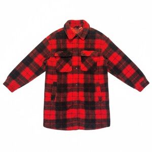 H&M Red and Black Plaid Teddy Jacket